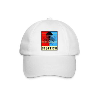 Qualle – Retro Design - Baseballkappe - Weiß/Weiß - Vorne