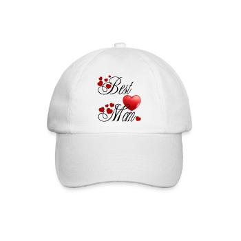 Beste Mama, Kalligraphie mit roten Herzen - Baseballkappe - Weiß/Weiß - Vorne