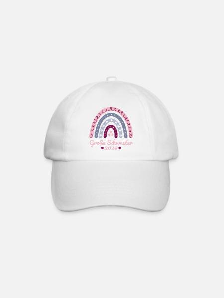 Große Schwester 2026 Regenbogen - Baseballkappe - Weiß/Weiß