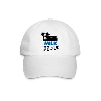 Milchkuh mit blauem Text "MILK" - Baseballkappe - Weiß/Weiß - Vorne