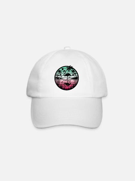 Retro Flamingo Sunset - Baseballkappe - Weiß/Weiß