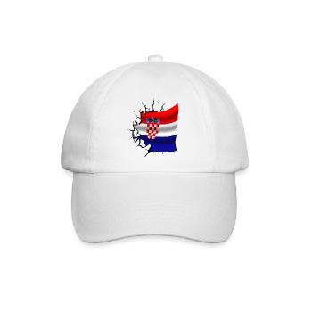 Bandera de Croacia - Kroatien - Flagge Broken Design - Baseballkappe - Weiß/Weiß - Vorne