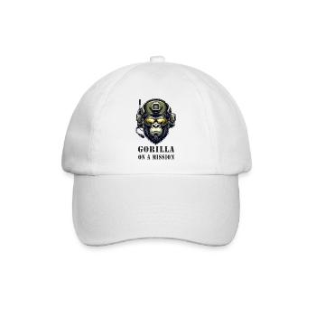 Gorilla in Mission / Militär - Baseballkappe - Weiß/Weiß - Vorne