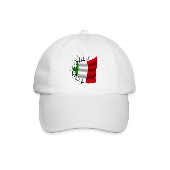 Flagge von Italien - Italien - Flagge Broken Design - Baseballkappe - Weiß/Weiß - Vorne