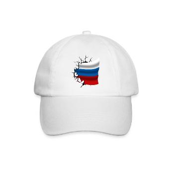 Flagge von Russland - Russland - Flagge Broken Design - Baseballkappe - Weiß/Weiß - Vorne