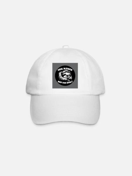 Faultier - immer cool bleiben - immer mit der Ruhe - Baseballkappe - Weiß/Weiß