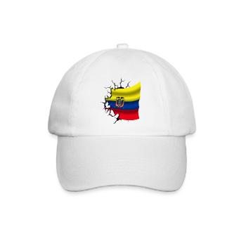 Flagge von Ecuador - Ecuador - Flagge gebrochenes Design - Baseballkappe - Weiß/Weiß - Vorne