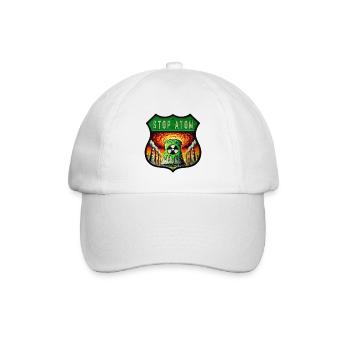 Stop Atom Wappen Design - Baseballkappe - Weiß/Weiß - Vorne