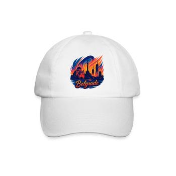 Belgrad Hauptstadt Serbien Silhouette Geschenk - Baseballkappe - Weiß/Weiß - Vorne