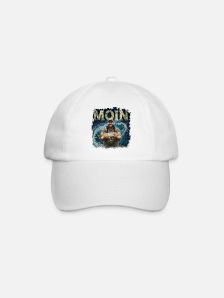Moin Anglerglück - Baseballkappe - Weiß/Weiß