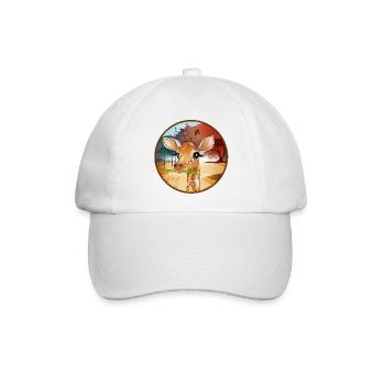 Niedliche Giraffe mit großen Augen in Savanne - Baseballkappe - Weiß/Weiß - Vorne