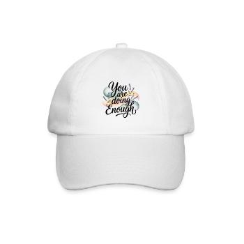 Motivationsthema mit der Aufschrift "Du tust genug" - Baseballkappe - Weiß/Weiß - Vorne