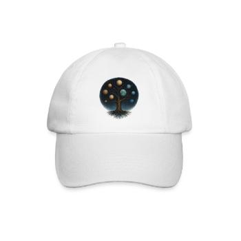 Cosmic Baum mit Planetenwelt - Baseballkappe - Weiß/Weiß - Vorne