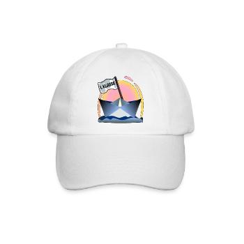 Einschulung Schulanfang Papierboot - Baseballkappe - Weiß/Weiß - Vorne