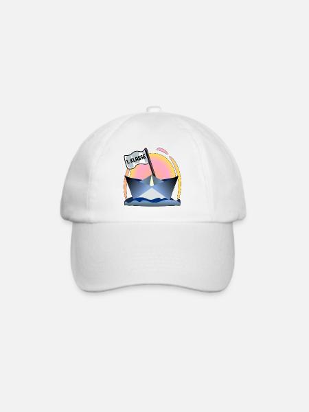 Einschulung Schulanfang Papierboot - Baseballkappe - Weiß/Weiß