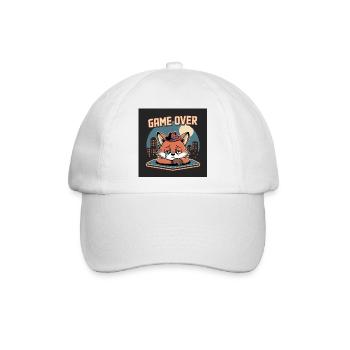 Klon mit Game Over und grauem Maskottchen - Baseballkappe - Weiß/Weiß - Vorne