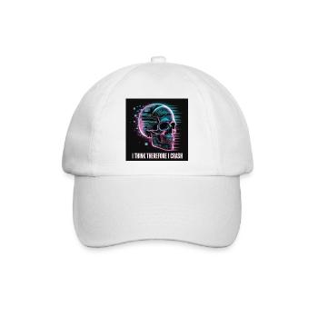 Cyberpunk Totenschädel mit digitalem Glitch - Baseballkappe - Weiß/Weiß - Vorne