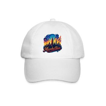 Manhattan Stadt New York Silhouette Geschenk - Baseballkappe - Weiß/Weiß - Vorne