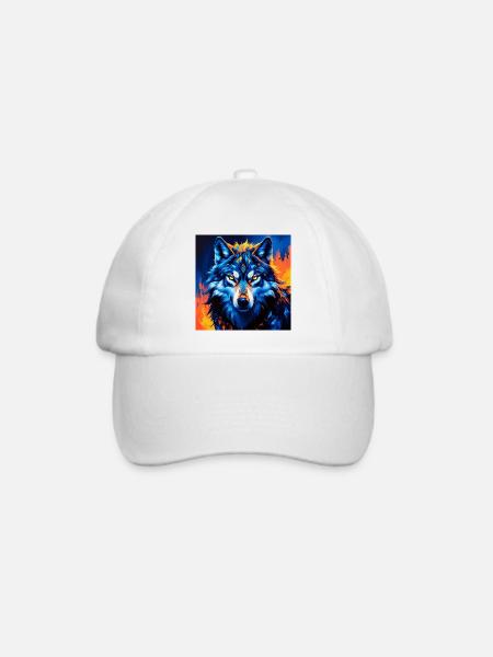 Lebendige geometrische Wolf Illustration - Baseballkappe - Weiß/Weiß