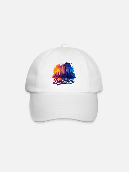 Benidorm Stadt Spanien Silhouette Geschenk - Baseballkappe - Weiß/Weiß