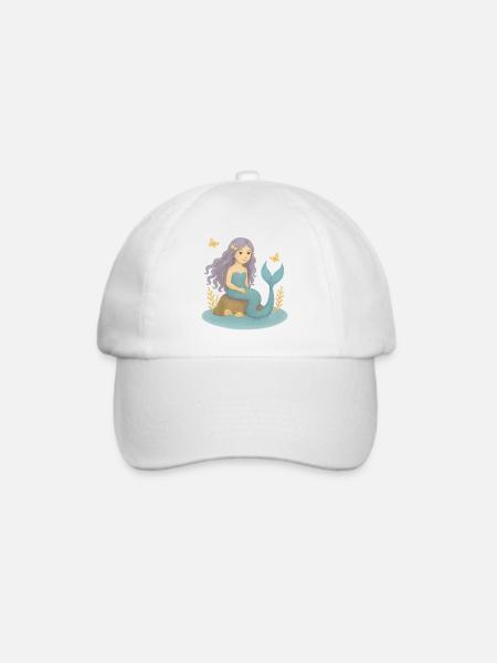 Nordische Fantasie - Lila Meerjungfrau - Baseballkappe - Weiß/Weiß