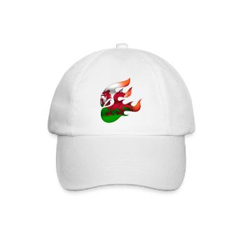 Flagge von Wales - Walisisch - Ninja - Baseballkappe - Weiß/Weiß - Vorne