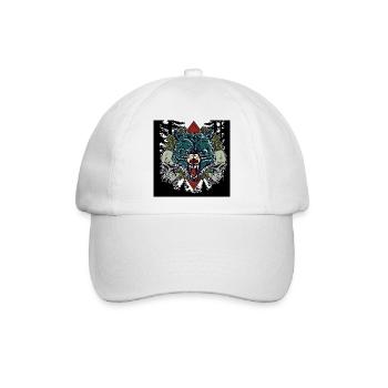 Wild Howl – Savage Wolf & Skulls Forest Art - Baseballkappe - Weiß/Weiß - Vorne