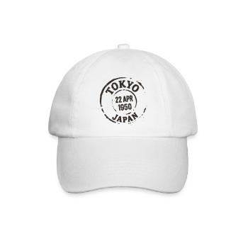 Vintage Tokio Japan Reise Poststempel Design - Baseballkappe - Weiß/Weiß - Vorne