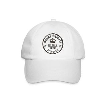 Vintage London Großbritannien Reisestempel - Baseballkappe - Weiß/Weiß - Vorne