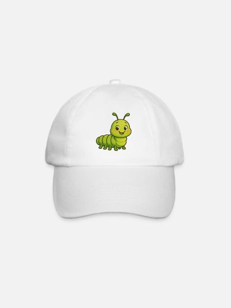 Süßer Leo die Raupe Cartoon Motiv - Baseballkappe - Weiß/Weiß