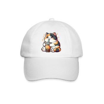 Katzen trinken Bubble Tea kawaii Boba Katze - Baseballkappe - Weiß/Weiß - Vorne