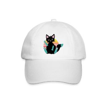 kritzelkatze Klecks, sagt Hi - Baseballkappe - Weiß/Weiß - Vorne
