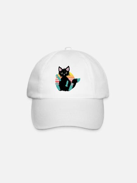kritzelkatze Klecks, sagt Hi - Baseballkappe - Weiß/Weiß