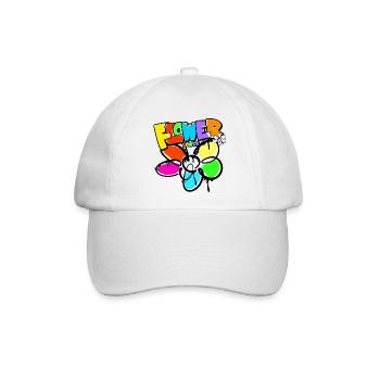 Flower Power Blumenkind Weltfrieden Graffit - Baseballkappe - Weiß/Weiß - Vorne