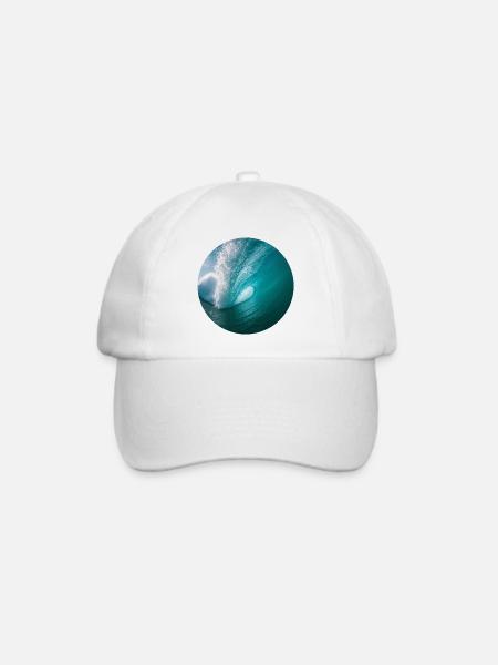 Dynamischer Meereswellen-Print - Baseballkappe - Weiß/Weiß
