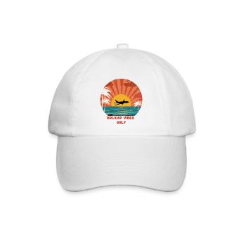 Sonnenuntergang Flugzeug Urlaub Design - Baseballkappe - Weiß/Weiß - Vorne