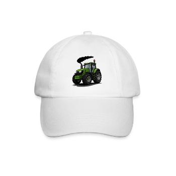 Illustrierter grüner Traktor für Kinder - Baseballkappe - Weiß/Weiß - Vorne