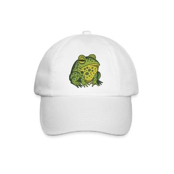 Skurrile grüne Frosch-Illustration - Baseballkappe - Weiß/Weiß - Vorne