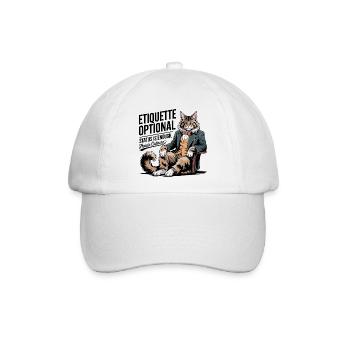 Etikette-optionale Fancy Cat - Baseballkappe - Weiß/Weiß - Vorne
