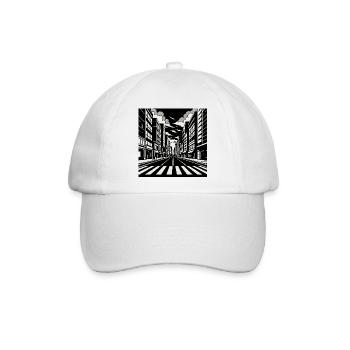 Urban Street Perspective – Black & White Art - Baseballkappe - Weiß/Weiß - Vorne