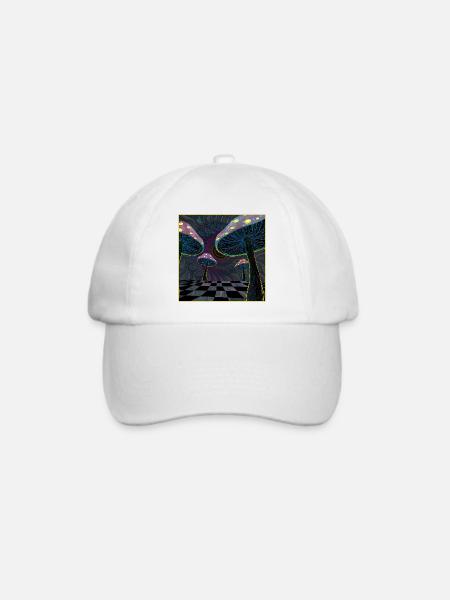 Psychedelische Pilzwaldszene - Baseballkappe - Weiß/Weiß