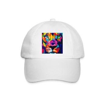 Löwenporträt mit leuchtenden Pop-Art-Farben - Baseballkappe - Weiß/Weiß - Vorne