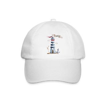 Leuchtturm mit Meerestieren und Banner - Baseballkappe - Weiß/Weiß - Vorne