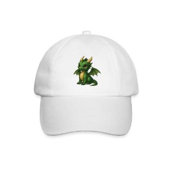 Süßer Smaragd-Drache – Magisches Cartoon-Motiv - Baseballkappe - Weiß/Weiß - Vorne