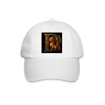 D - Magisches Ornament mit katzenartigem Wesen - Baseballkappe - Weiß/Weiß - Vorne