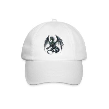 Drachen mit schimmernden Flügeln und Horn - Baseballkappe - Weiß/Weiß - Vorne