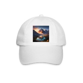 Schneebedeckte Berge bei Sonnenuntergang - Baseballkappe - Weiß/Weiß - Vorne