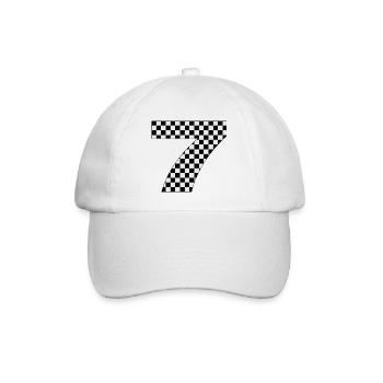 Checkered Zahl 7  - Baseballkappe - Weiß/Weiß - Vorne