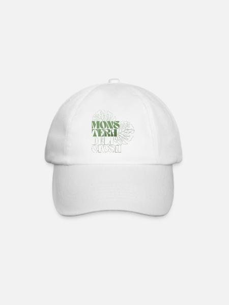 Monstera Blatt Botanisches Design - Baseballkappe - Weiß/Weiß
