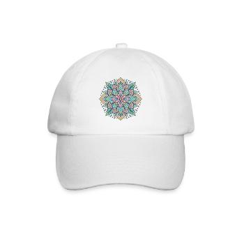 Blumenmandala - Baseballkappe - Weiß/Weiß - Vorne
